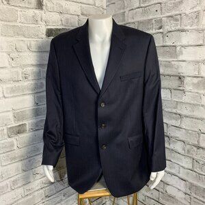 Vintage 90s Lauren Ralph Lauren Navy Pinstripe Three Button Blazer Sport Coat